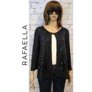 RAFAELLA, Black sequin detail 3/4 sleeve cardigan